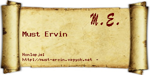 Must Ervin névjegykártya